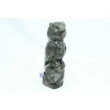 Handcrafted Natural Labradorite grey stone Owl Bird Figure Home Decorative item